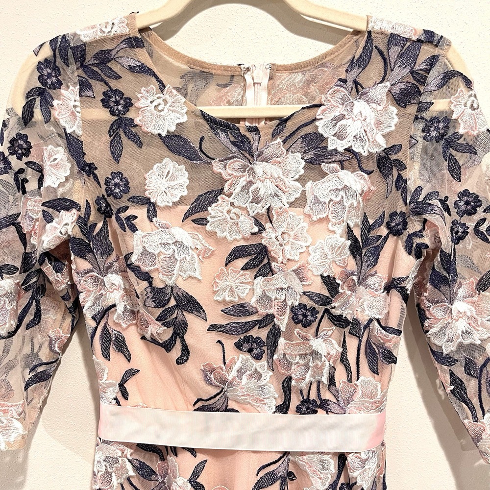 Anthropologie BHLDN Sheer Fairy Midi Dress Size 2 Embroidery Floral Formal